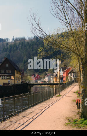 waterreflection of colorful house in spring, Neuenbuerg, Germany Stock Photo