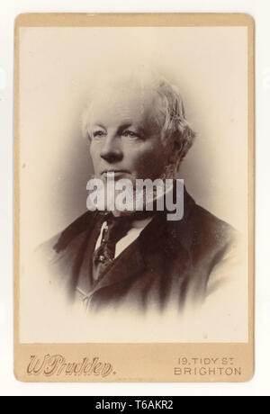 Late Victorian Cabinet Card of Victorian gentleman, Victorian man with beard, by W. Prudden, 19 Tidy St., Brighton, U.K. circa 1899, 1900 Stock Photo