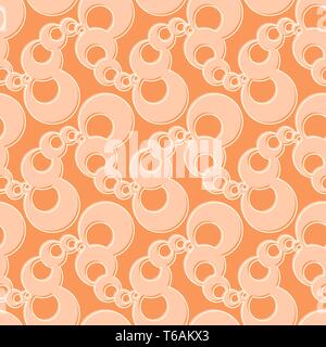 Abstract orange chains of bubbles on vector pattern. Geometric rounded seamless design for fabric, web, wallpaper, wrapping paper etc. Stock Vector