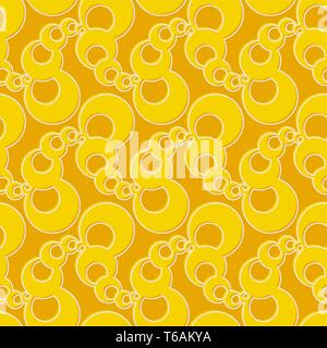 Abstract yellow chains of bubbles on vector pattern. Geometric rounded seamless design for fabric, web, wallpaper, wrapping paper etc. Stock Vector