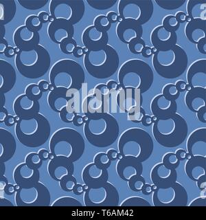 Abstract blue chains of bubbles on vector pattern. Geometric rounded seamless design for fabric, web, wallpaper, wrapping paper etc. Stock Vector