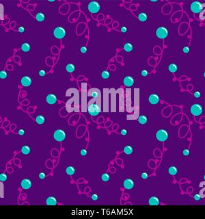 Hand drawn berries and leaves. Vector hand drawn seamless pattern for textile, wrapping paper, fabric, wallpaper, web etc. Stock Vector