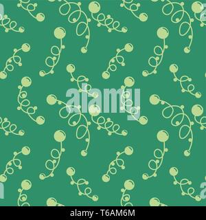 Hand drawn berries and leaves. Vector hand drawn seamless pattern for textile, wrapping paper, fabric, wallpaper, web etc. Stock Vector