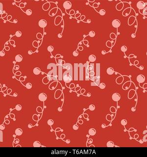 Hand drawn berries and leaves. Vector hand drawn seamless pattern for textile, wrapping paper, fabric, wallpaper, web etc. Stock Vector