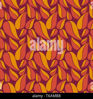 Flat vector seamless patterns with simple leaves on colored background for textile, prints, wallpaper, wrapping, web etc. Stock Vector