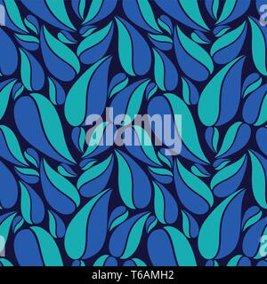 Flat vector seamless patterns with simple leaves on colored background for textile, prints, wallpaper, wrapping, web etc. Stock Vector