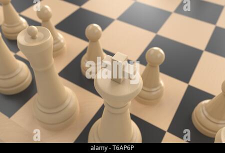 chess board game concept of business ideas and competition, strategy ideas concept white figures 3d render Stock Photo