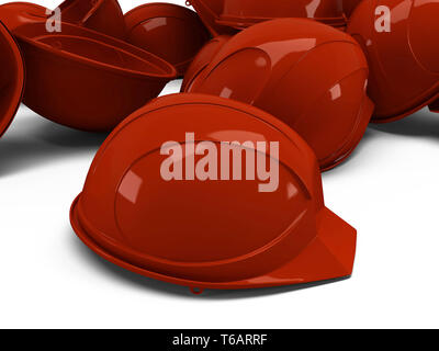 pile of helmets Stock Photo