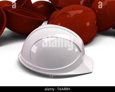 pile of helmets Stock Photo