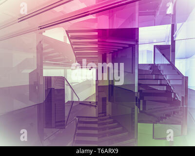 open space, clean room with shapes in 3d, business space, hospitals or art gallery Stock Photo
