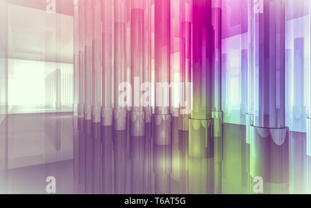 open space, clean room with shapes in 3d, business space, hospitals or art gallery Stock Photo