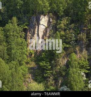 rock formation of former limestone quarry Bochumer Bruch, Wuelfrath, Bergisches Land, Germany Stock Photo