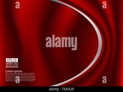 Abstract red design of curves or cloth or liquid wave illustration background Stock Vector