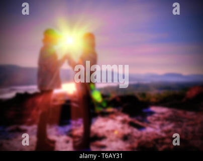 Abstract Blurred and soft of the lover on the hilltop Stock Photo