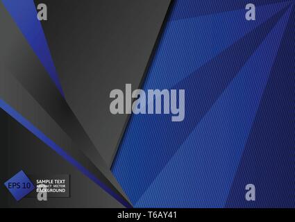 Abstract geometric blue and black color background with copy space, Vector illustration Stock Vector
