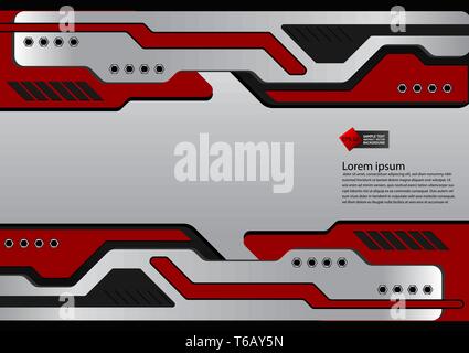Red and black technology  abstract vector background Stock Vector