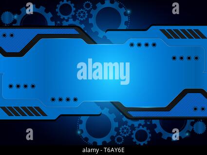 Blue technology gear vector abstract background Stock Vector