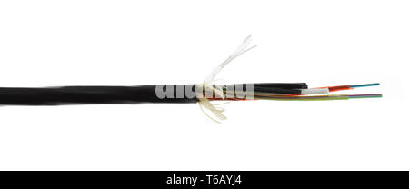 Fiber optic cable detail isolated on white Stock Photo