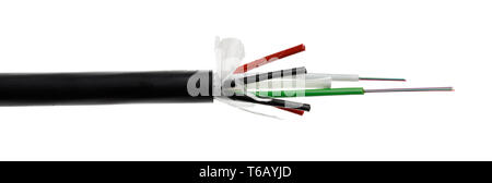 Fiber optic cable detail isolated on white Stock Photo