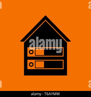 Datacenter Icon. Black on Orange background. Vector illustration. Stock Vector