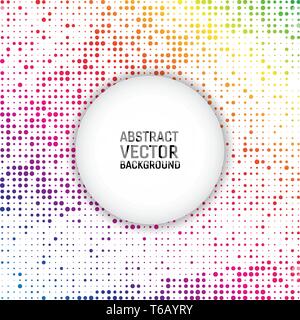 Rainbow color vector modern geometrical circle abstract background. Dotted texture template. Geometric pattern in halftone style Stock Vector