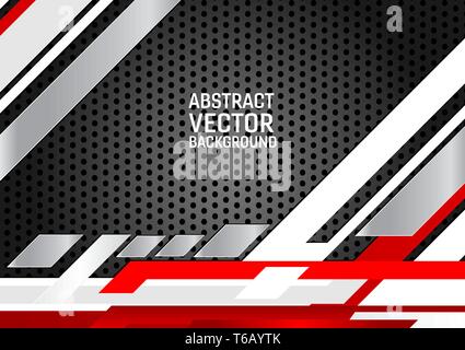 Abstract geometric background White, gray and black and red color. New background texture with copy space design for your business. Stock Vector