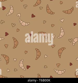 Seamless pattern background with croissants. Baking vector illustration. Stock Vector
