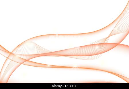 Wave orange transparent abstract on white background with copy space, vector illustration EPS10 Stock Vector