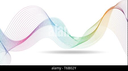 Vector rainbow waves lines gradient colorful on white background Stock Vector