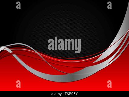 Red and black abstract wave wallpaper with copy space. Vector illustration Stock Vector