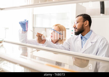 Medical scientists working on medication Stock Photo