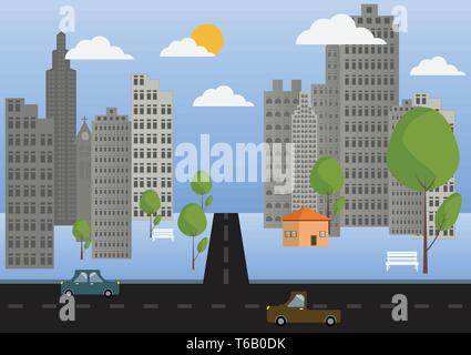City flat design vector background Stock Vector