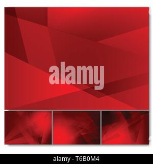 Set of red color geometric abstract vector background, Modern design Stock Vector