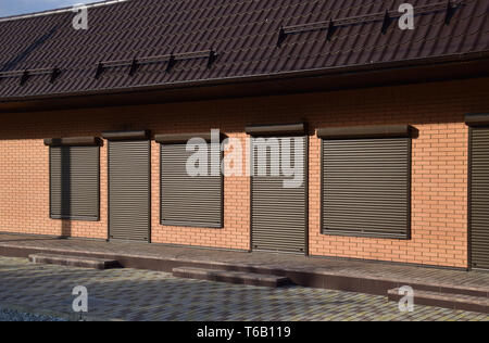 The roof of corrugated sheet on a building Stock Photo