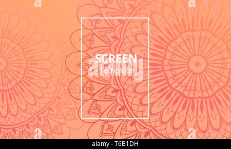 Computer screen design template with sofisticated mandala. Ethnic Mandala ornament. Stock Vector