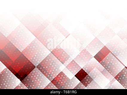 Geometric elements red color with dots abstract vector background Stock Vector