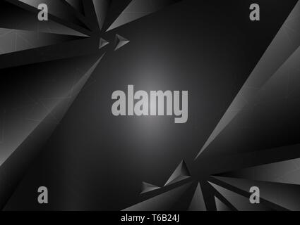 Black geometric abstract vector background with copy space, Graphic design Stock Vector