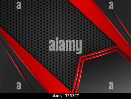 Black and red abstract geometric business background.Vector design Stock Vector