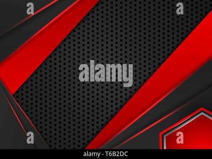 Geometric red and black color abstract background vector illustration Stock Vector