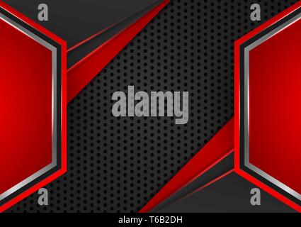 Geometric red and black color abstract background vector illustration Stock Vector