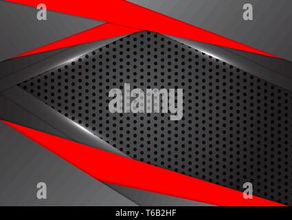 Vector black and red triangle is overlap abstract background with copy space Stock Vector