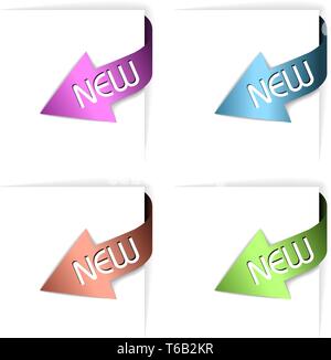 Colorful new corner ribbons set - arrows pointing at the content (vector) Stock Vector