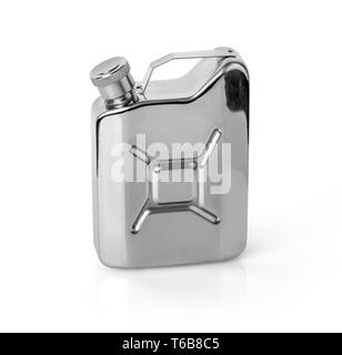 Stainless hip flask isolated on white  with clipping path Stock Photo