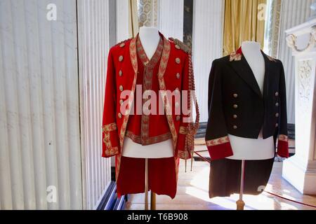 Servants livery in the Long Library, Blenheim Palace, Oxfordshire, England Stock Photo