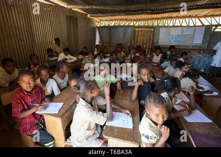 Malagasy school children in classroom Stock Photo