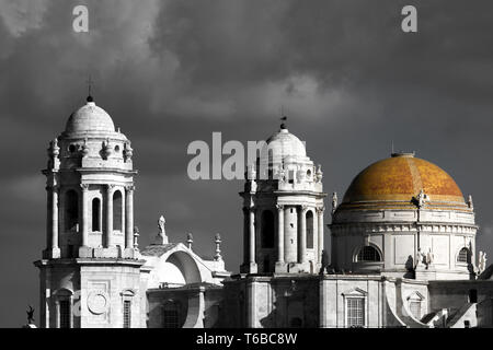 The Cadiz Cathedral. coloured. Andalusia Stock Photo