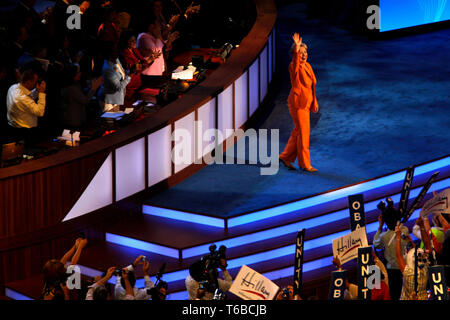 The DNC Convention in Denver will make Obama their candidate.    New York Senator and former Presidential contender Hillary Clinton (D) speaking at the Convention. Stock Photo