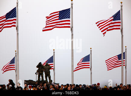 Preparations for Presidential Inauguration. Secret Service Counter Sniper Team surveilling the crowd watching the free Concert at the Lincoln Memorial. Stock Photo