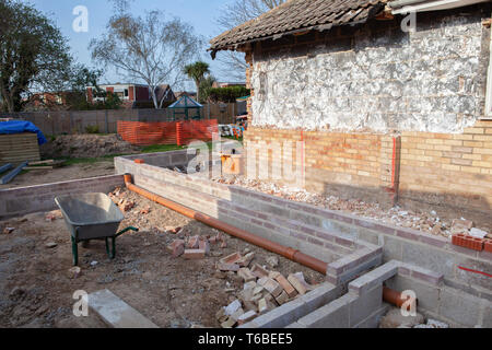 Foundation work of the house, blockwork, selective focus Stock Photo