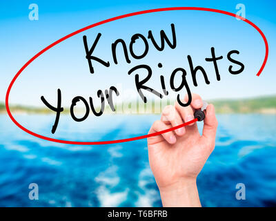Man Hand writing Know Your Rights with black marker on visual screen Stock Photo